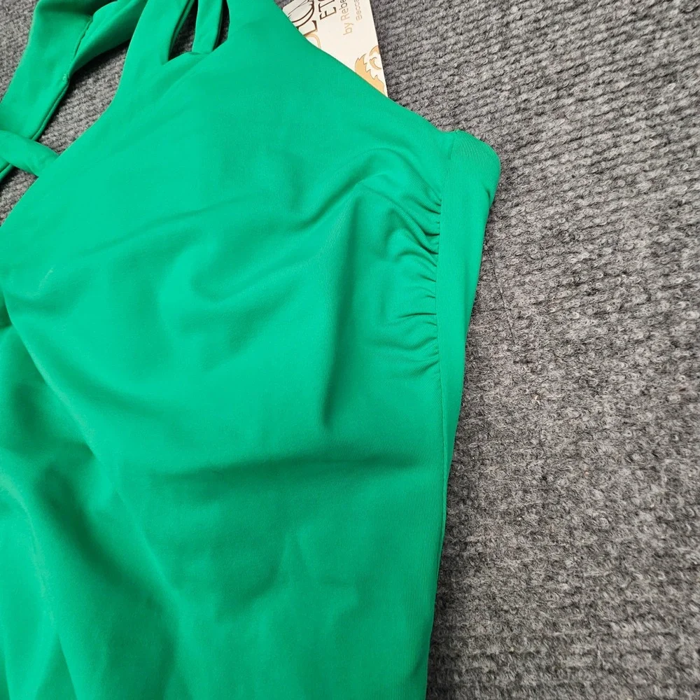 BECCA ETC One Piece Swimsuit Womens 2X Green Ruched Knot Detail Swimwear NEW